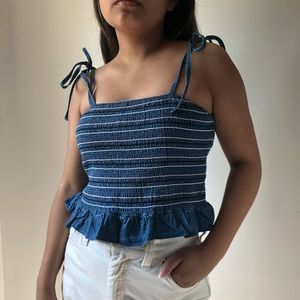 Blue Scrunch Crop top